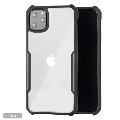 LIRAMARK Transparent Clear Shock Proof Back Cover Case Designed for Apple iPhone 11 Pro Max - Black-thumb0