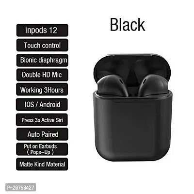 I12 TWS INPODS BLACK WITH CHARGING CASE EARBUDS BLUETOOTH 5.0 SUPPORT SYSTEM