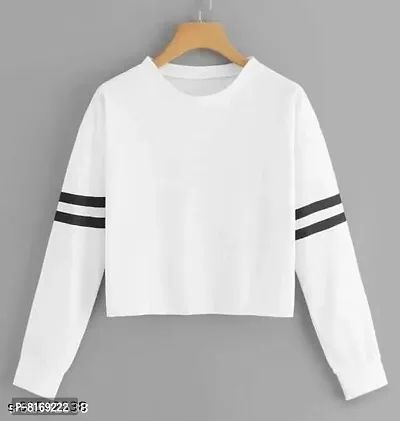Classy Cotton Blend Solid Crop Tops for Womens-thumb0