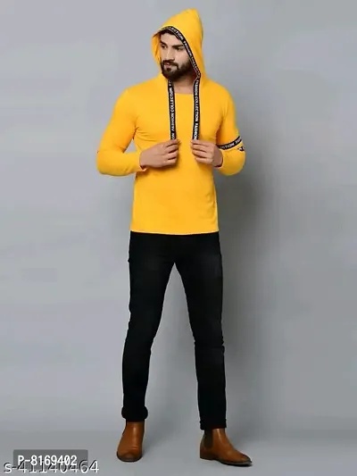 Classic Cotton Blend Solid Hoddie Tshirt for Men