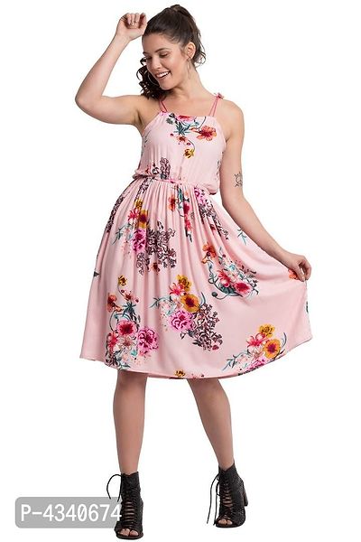 Pretty Baby Pink Floral Bow Short Western Dress For Girls-thumb0
