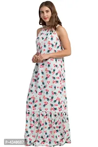 Sea Green Beach Wear Floral Halter Neck Western Maxi Dress For Women's-thumb2