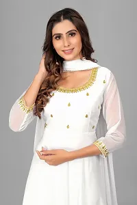 White Georgette Embroidered Kurtas For Women-thumb2