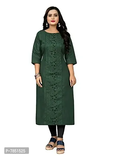 Stylish Green Cotton Kurtas For Women-thumb0