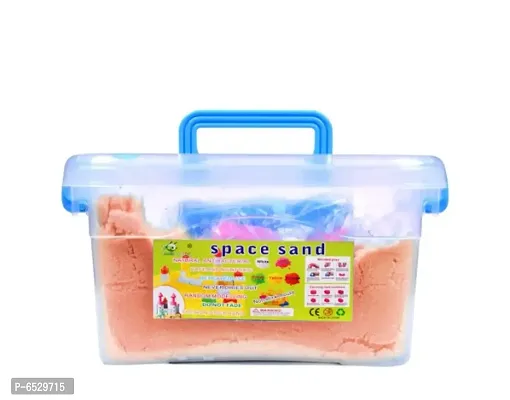 1Kg Kinetic Sand Bucket | Children Sandcastle Set for Kids 3+ | Dough Box with 5 castle moulds | Reusable Craft Sand | Amazing Active Magic Gluten Free Clay Sand |Stress Relieving Childrens-thumb0