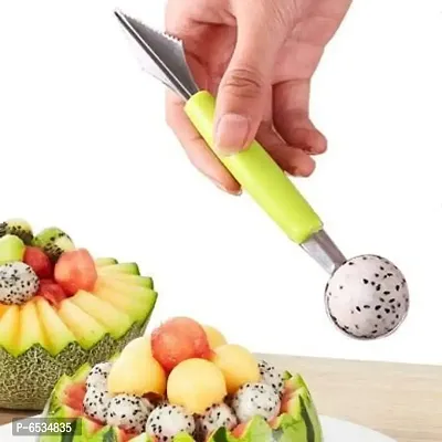 Stainless Steel, Plastic Dig Scoop With Fruit Carving Knife, Multi-Function Kitchen Tool-thumb2