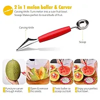 Stainless Steel, Plastic Dig Scoop With Fruit Carving Knife, Multi-Function Kitchen Tool-thumb3