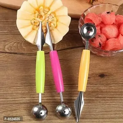 Stainless Steel, Plastic Dig Scoop With Fruit Carving Knife, Multi-Function Kitchen Tool