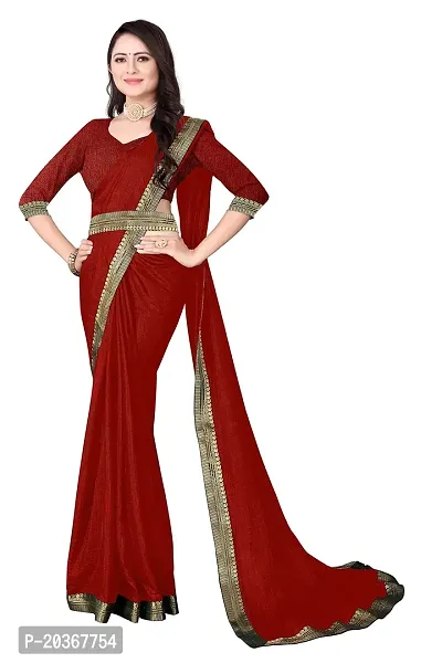 Buy KRISHNA CREATION Women's Japan Satin Silk Plain lace work Saree with  heavy embroidered Work Blouse Unstitched Piece (Maroon) at Amazon.in