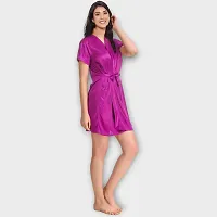 Siami Apparels Solid Satin 6 Piece Nightwear/Nighty Set | Attractive  Stylish | (1 Robe, 1 Nighty, 1 Top, 1 Patiala, 1 bra and panty set) for Women (Free Size, Purple)-thumb1