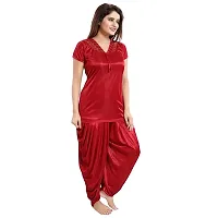 Siami Apparels Solid Satin 6 Piece Nightwear/Nighty Set (1 Robe, 1 Nighty, 1 Top, 1 Patiyala, 1 Lingerie Set) for Women-thumb1