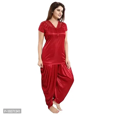 Siami Apparels Solid Satin 6 Piece Nightwear/Nighty Set (1 Robe, 1 Nighty, 1 Top, 1 Patiyala, 1 Lingerie Set) for Women-thumb2