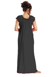 Siami Apparels Printed Nighty | Morpankh Print Nightgown/Maxi | Viscose Cotton Sleepwear/Nightwear for Women, Mother, Wife, Girlfriend (XL, Black)-thumb2