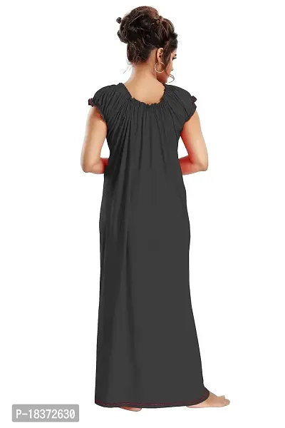Siami Apparels Printed Nighty | Morpankh Print Nightgown/Maxi | Viscose Cotton Sleepwear/Nightwear for Women, Mother, Wife, Girlfriend (XL, Black)-thumb3
