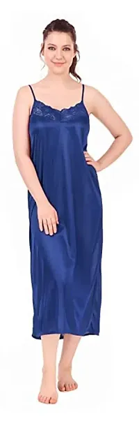 Siami Apparels Satin Nighty Set (1 Robe, 1 Nighty, 1 Top, 1 Shorts, 1 Lingerie Set) | 6 Piece Nightwear | Solid/Plain | Comfy  Stylish | Women (Free Size, Navy)-thumb1