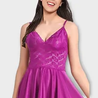 Siami Apparels Solid Satin 6 Piece Nightwear/Nighty Set | Attractive  Stylish | (1 Robe, 1 Nighty, 1 Top, 1 Patiala, 1 bra and panty set) for Women (Free Size, Purple)-thumb4