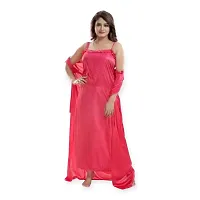 Siami Apparels Solid Satin Nighty with Robe | Stylist  Comfy (2 PC Nighty Set) (Free Size, GAJREE)-thumb2