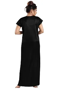 Siami Apparels Solid Satin Nighty | Attractive  Stylish Night Wear | Comfy  Plain | for Women, Wife, Girlfriend (XL, Black)-thumb2