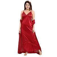 Siami Apparels Solid Satin 6 Piece Nightwear/Nighty Set (1 Robe, 1 Nighty, 1 Top, 1 Patiyala, 1 Lingerie Set) for Women-thumb2