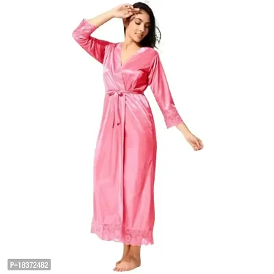 Siami Apparels Solid Satin Nighty/Night Wear Sets With Robe | Attractive  Stylish | For Women (2 PC Nighty Set)