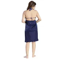 Siami Solid Plain Short Nighty Set With lingirie set (1 nighty, 1 bra  a panty) | Attractive  Stylish Night Wear | Comfy  Plain | For Women, Wife, Girlfriend (Navy, Free Size)-thumb2