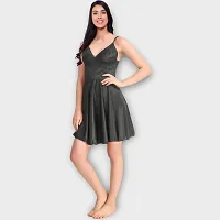 Siami Apparels Solid Satin 6 Piece Nightwear/Nighty Set | Attractive  Stylish | (1 Robe, 1 Nighty, 1 Top, 1 Patiala, 1 bra and panty set) for Women (Free Size, Black)-thumb2