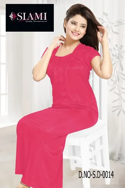 Siami Solid Satin Lace Elegance Nighty