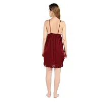 Classic Satin Solid Nightdress for Women with Rope-thumb1