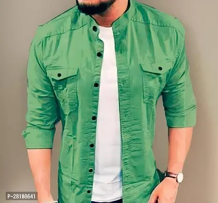 Stylish Green Cotton Long Sleeves Casual Shirt For Men