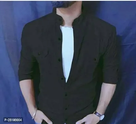 Stylish Black Cotton Long Sleeves Casual Shirt For Men