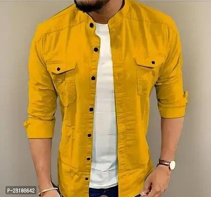 Stylish Yellow Cotton Long Sleeves Casual Shirt For Men