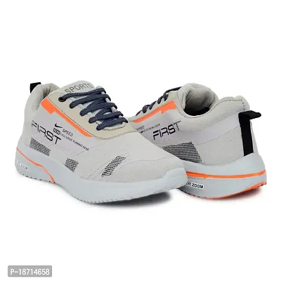 RECAN Men's Grey Mesh Trekking Lace-Up Sports Shoes 8-thumb5