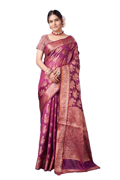 Classic Satin Jacquard Saree with Blouse piece