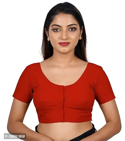 Stylish Orange Cotton Blend Solid Stitched Blouse For Women-thumb0