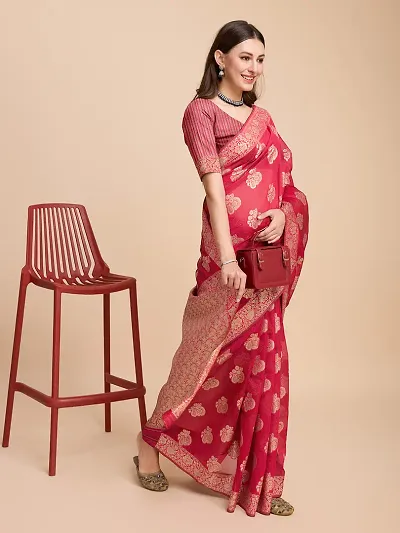 Stylish Khadi Zari Saree with Blouse piece For Women