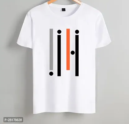 Stylish White Polyester Printed Round Neck T-Shirt For Men-thumb0