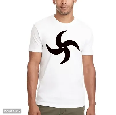 Stylish White Polyester Printed Round Neck T-Shirt For Men-thumb0