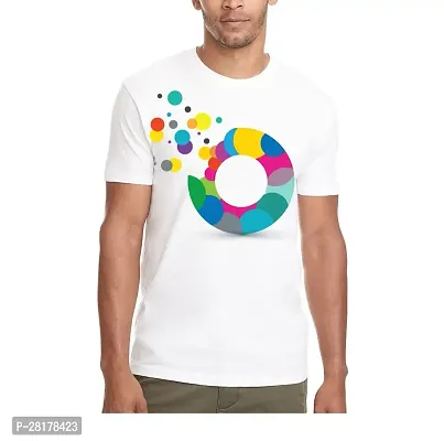 Stylish White Polyester Printed Round Neck T-Shirt For Men-thumb0