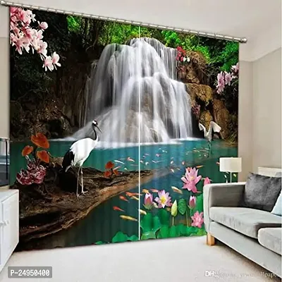 LHD 3D Waterfall Digital Printed Polyester Fabric Curtains for Bed Room Kids Room Living Room Color White Window/Door/Long Door (D.N.40)-thumb0