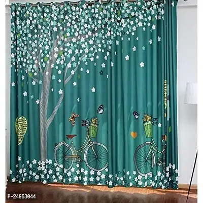 LHD 3D Flower Digital Printed Polyester Fabric Curtains for Bed Room Kids Room Living Room Color Blue Window/Door/Long Door (D.N.89) (1, 4 x 5 Feet (Size ; 48 x 60 Inch) Window)-thumb0