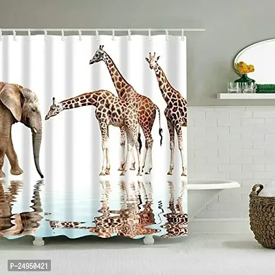 LHD 3D Giraffe Digital Printed Polyester Fabric Curtains for Bed Room Kids Room Living Room Color White Window/Door/Long Door (D.N.48)-thumb0