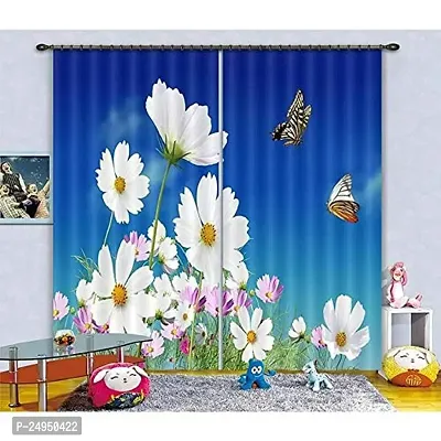 LHD 3D Flower Digital Printed Polyester Fabric Curtains for Bed Room Kids Room Living Room Color White Window/Door/Long Door (D.N.21)-thumb0