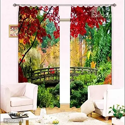 LHD 3D Natural Scenery Digital Printed Polyester Fabric Curtains for Bed Room Kids Room Living Room Color White Window/Door/Long Door (D.N.56) (1, 4 x 5 Feet (Size ; 48 x 60 Inch) Window)-thumb0