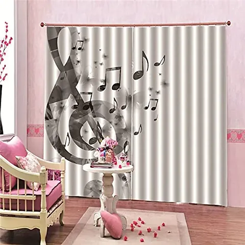 LHD 3D Music Digital Printed Polyester Fabric Curtains for Bed Room Kids Room Living Room Color Purple Window/Door/Long Door (D.N.140)