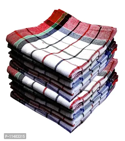 Crystal Zone Cleaning Machine Washable Multipurpose Cotton Checked Kitchen Towels (Multicolour, 18x18 Inch) - Pack of 12 Pcs-thumb0