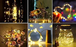 Crystal Zone 20 LED Wine Bottle Cork Copper Wire String Lights, 2M Battery Powered (Warm White, Pack of 10)-thumb2