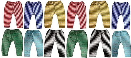 ATIPRIYA Kids Boys and Girls Woolen Striped Pyjama Bottom Color Pajami/Pajama/Pyjama/Track Pants/Legging/Lower for Baby Boys/Girls (Multicolor, Pack of 12), Size (Age 6-12 months)