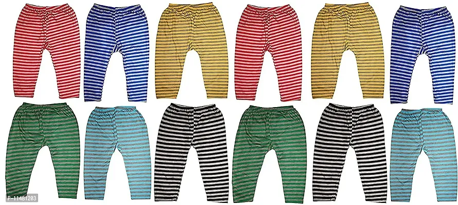 Crystal Zone Kids Woolen Striped Pyjama Bottom Multi Color Pajami/Pajama/Pyjama/Track Pants/Legging/Lower for Baby Boys (Multicolor, Pack of 12) (Age 6-12 months, m)