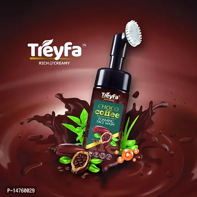 Treyfa Choco coffee foaming face wash with silicone brush for deep exfoliation, Acne and Oil Control | Natural skin brightening  moisturizing chocolate rich caffeine face wash for men  women-thumb0