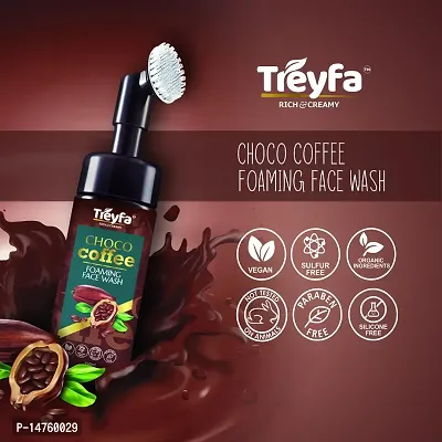 Treyfa Choco coffee foaming face wash with silicone brush for deep exfoliation, Acne and Oil Control | Natural skin brightening  moisturizing chocolate rich caffeine face wash for men  women-thumb4